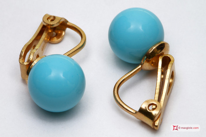 Dettaglio - Details MAXGIOIE - Orecchini Turchese Extra 8mm in Oro 18K clip