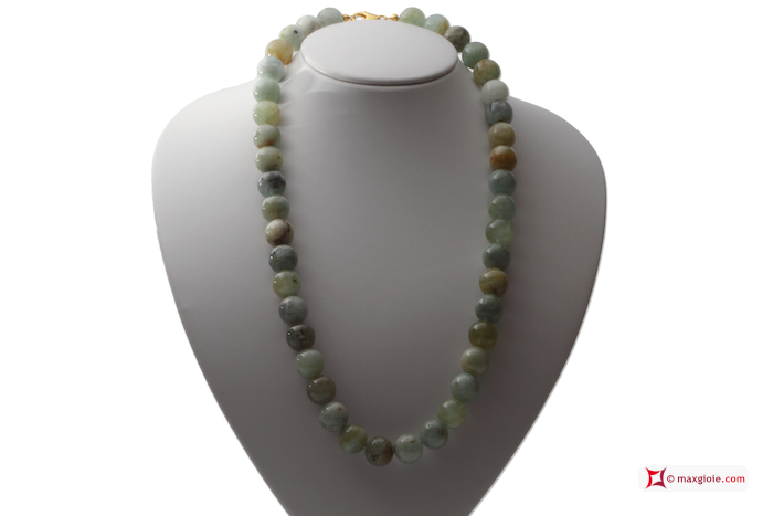 MAXGIOIE - Collana Acquamarina multicolor Extra pallini 14mm in Argento