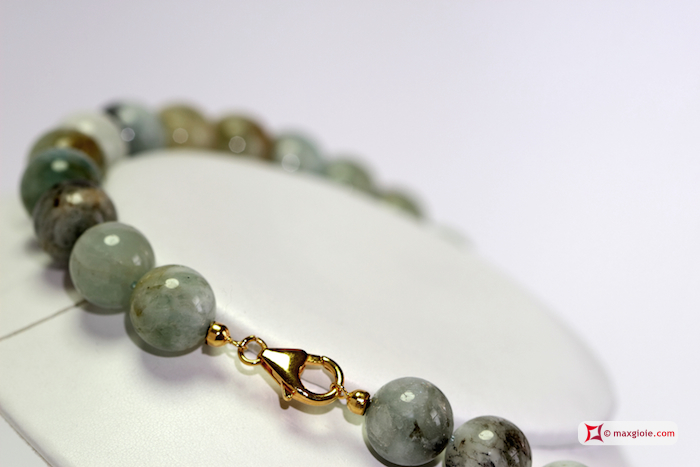 MAXGIOIE - Collana Acquamarina multicolor Extra pallini 14mm in Argento