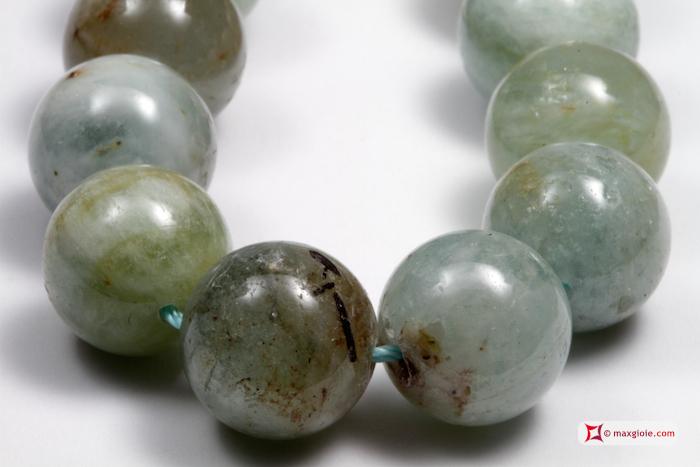 MAXGIOIE - Collana Acquamarina multicolor Extra pallini 14mm in Argento