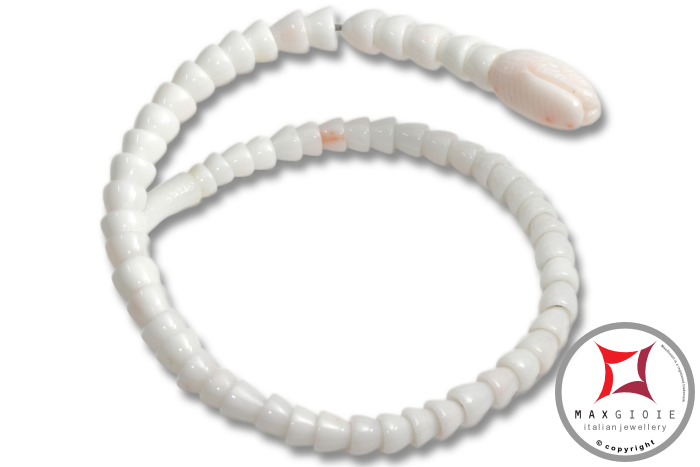 MAXGIOIE - Bracciale Corallo bianco Extra incisione serpente