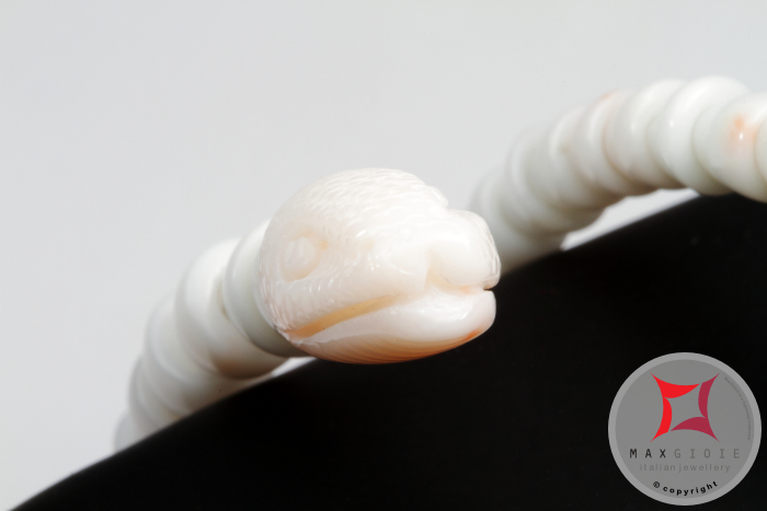 MAXGIOIE - Bracciale Corallo bianco Extra incisione serpente
