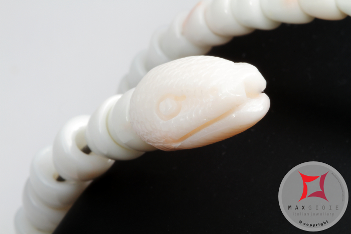 MAXGIOIE - Bracciale Corallo bianco Extra incisione serpente