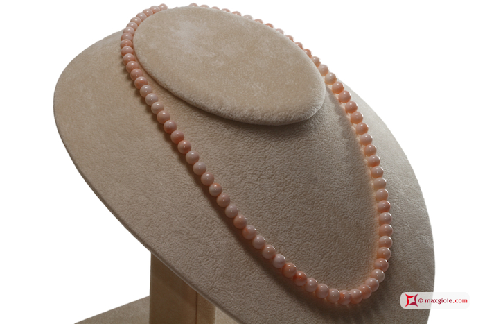 MAXGIOIE - Collana Corallo rosa Extra pallini 6-7mm in Oro 18K