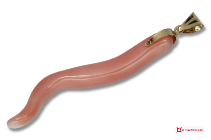 MAXGIOIE - Pendente Corallo rosa Extra cornetto in Oro 18K id0204