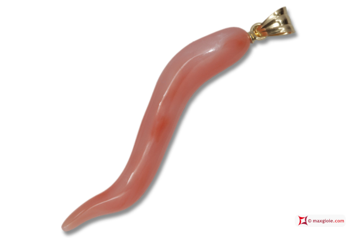 MAXGIOIE - Pendente Corallo rosa Extra cornetto in Oro 18K id0206