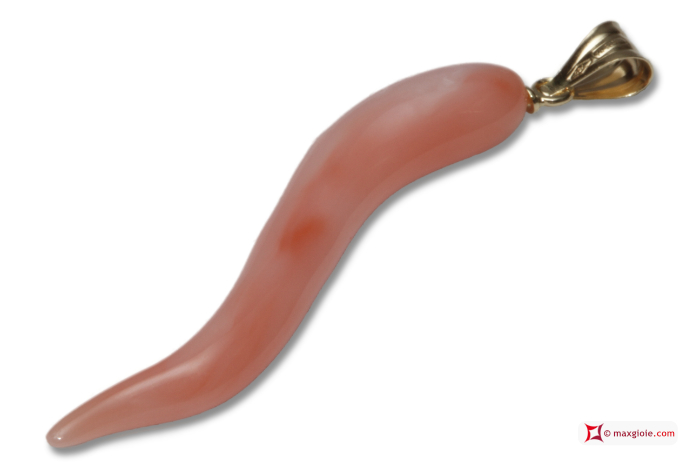 MAXGIOIE - Pendente Corallo rosa Extra cornetto in Oro 18K id0206