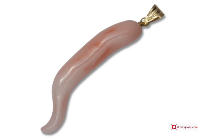 MAXGIOIE - Pendente Corallo rosa Extra cornetto in Oro 18K id0207