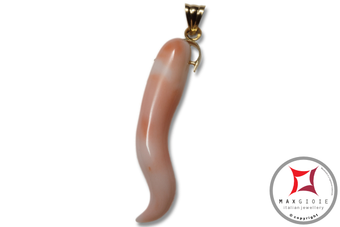 MAXGIOIE - Pendente Corallo rosa Extra cornetto grande in Oro 18K id0230