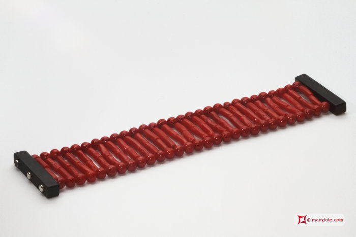 Dettaglio - Details MAXGIOIE - Bracciale Corallo rosso del Mediterraneo Extra pallini e cannettine