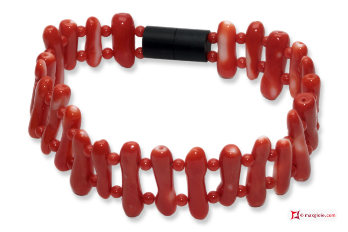 MAXGIOIE - Bracciale Corallo rosso del Giappone Extra pallini e rami