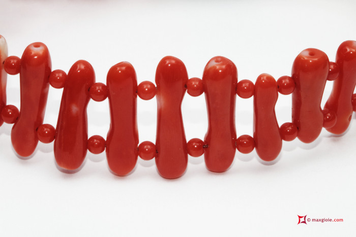 Vista Ulteriore - Additional View MAXGIOIE - Bracciale Corallo rosso del Giappone Extra pallini e rami