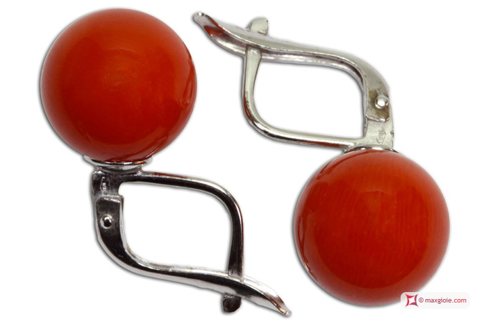 MAXGIOIE - Orecchini Corallo rosso Extra 10-10¾mm in Oro 18K m [vari diametri]