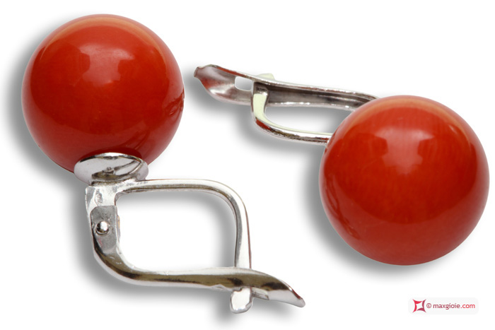 MAXGIOIE - Orecchini Corallo rosso Extra 10-10¾mm in Oro 18K m [vari diametri]