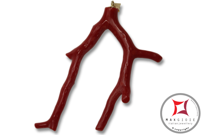 MAXGIOIE - Pendente Corallo rosso Extra ramo piccolo in Oro 18K id2058