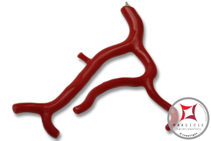MAXGIOIE - Pendente Corallo rosso Extra ramo grande in Oro 18K id2067