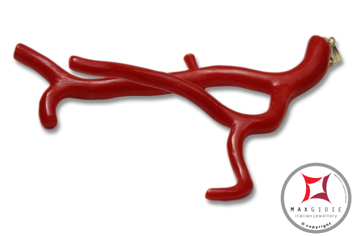 MAXGIOIE - Pendente Corallo rosso Extra ramo grande in Oro 18K id2067