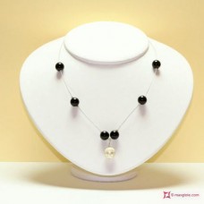 Collana Agata Madreperla Acciaio pallini 10mm in Argento id7