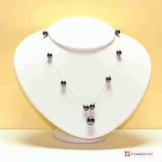 Collana Ematite Acciaio pallini 8mm in Argento id17