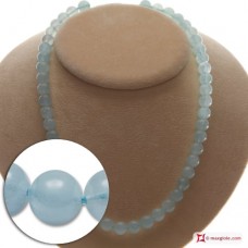 Collana Acquamarina Extra pallini 9½-10mm in Oro 18K