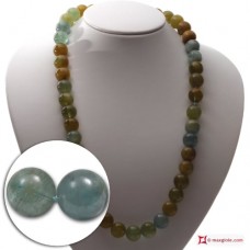 Collana Acquamarina multicolor Extra pallini 14mm in Oro 18K
