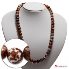 Collana Agata di fuoco marrone faccettato 12mm in Argento