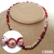 Collana Agata di fuoco rosso faccettato 6mm in Argento