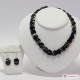 Collana e Orecchini Agata nera striata in Argento