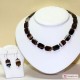 Collana e Orecchini Agata nera striata in Argento
