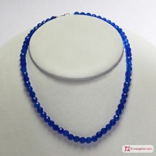 Collana Agata blu faccettato pallini 6mm in Argento
