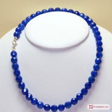 Collana Agata blu faccettato pallini 10mm in Argento