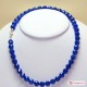 Collana Agata blu faccettato pallini 10mm in Argento