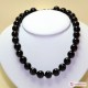 Collana Agata nera striata pallini 14mm in Argento