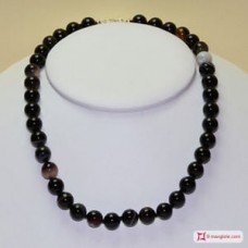 Collana Agata nera striata pallini 10mm in Argento