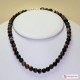 Collana Agata nera striata pallini 8mm in Argento