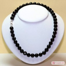 Collana Agata nera faccettata pallini 12mm in Argento