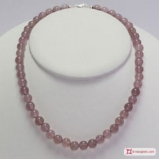 Collana Agata rosa antico pallini 8mm in Argento