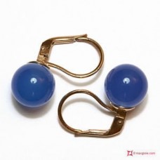 Orecchini Agata blu 10mm in Oro 18K