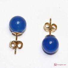 Orecchini Agata blu 8mm in Oro 18K