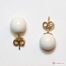 Orecchini Agata bianca 8½mm Oro 18K
