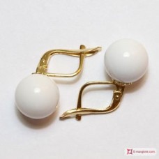 Orecchini Agata bianca 10½mm in Oro 18K
