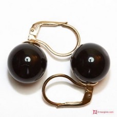 Orecchini Agata nera 12mm in Oro 18K