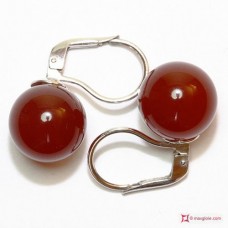 Orecchini Agata rossa 12mm in Oro 18K
