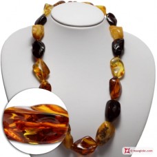 Collana Ambra Extra multicolor sassi graduati 15x20-23x37mm