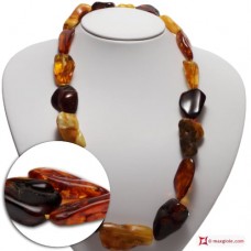 Collana Ambra Extra multicolor sassi graduati 15x20-28x42mm