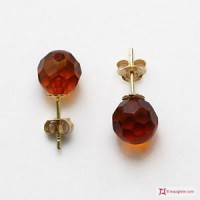 Orecchini Ambra Extra 8mm faccettata in Oro giallo