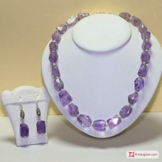 Collana e Orecchini Ametista sassolini grandi in Argento