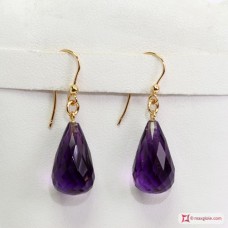 Orecchini Ametista Extra 10x17mm faccettato in Oro 18K