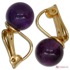 Orecchini Ametista Extra 8mm in Oro 18K clip