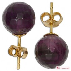 Orecchini Ametista Extra 8mm faccettato in Oro 18K